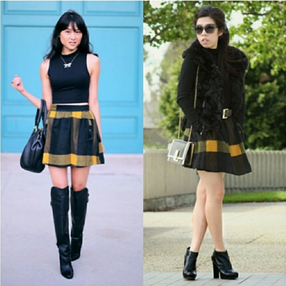 Free People Plaid Button Skirt